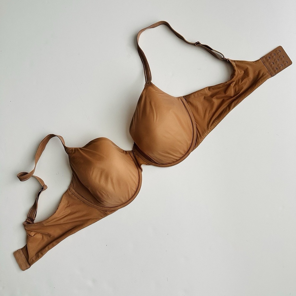 Victoria's Secret Lined Perfect Coverage Bra Size 38D Brown Nude Underwire - Picture 3 of 7